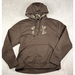 Under Armour Storm Hoodie Mens Sz M Brown With Camo Logo Hunting Outdoors Fishin